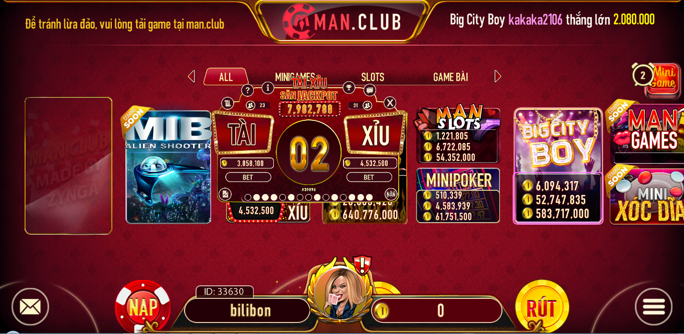 Các tựa game tại Man Club đều dễ chơi, dễ thắng